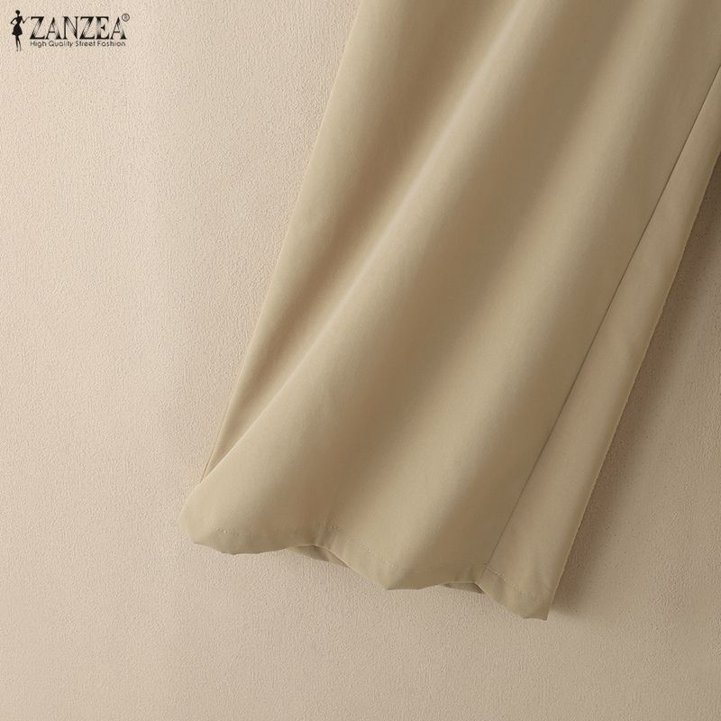 ZANZEA Women Casual Solid Color Loose Wide Leg Pants