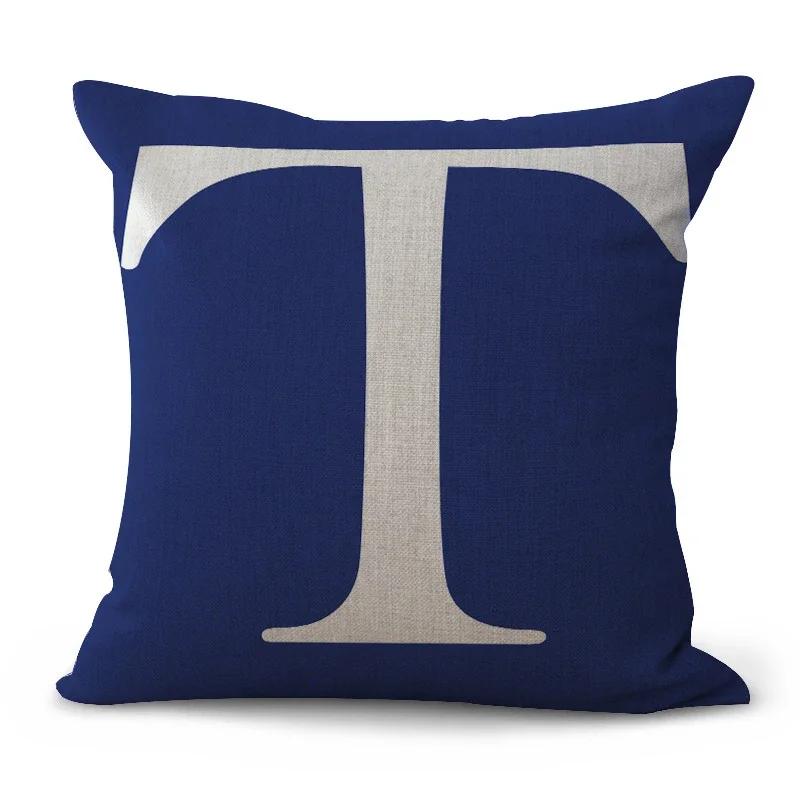 Simple Pure Color English Alphabet throw pillow cover with short plush print for living room sofa decoration cushion cover