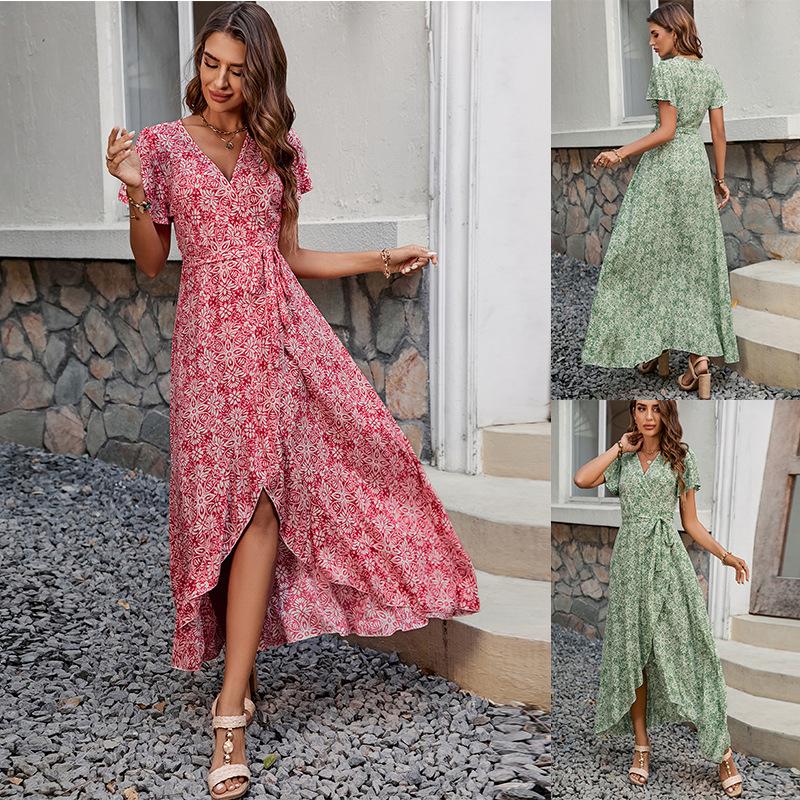 thumbnail image 2 of Women's Summer Floral Dress - Short Sleeve High Waist Fit & Flare Sundress 2 of 14