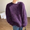 Women Autumn Winter Thick Mink Velvet Knitted Tops Female Round Neck Loose Pullover Ladies Sweaters