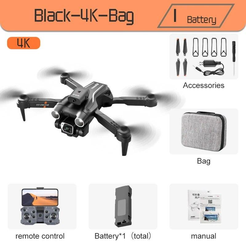 2024 Neue K9Pro RC Drohne Dual-Kamera 4K Professionelle Weitwinkel Optische Fluss Positionierung Vier-Wege-Hindernisvermeidung Mini faltbares Quadcopter Spielzeug