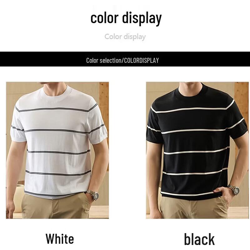 Jinjuan Men's Silk Blend Breathable Short Sleeve T-Shirt