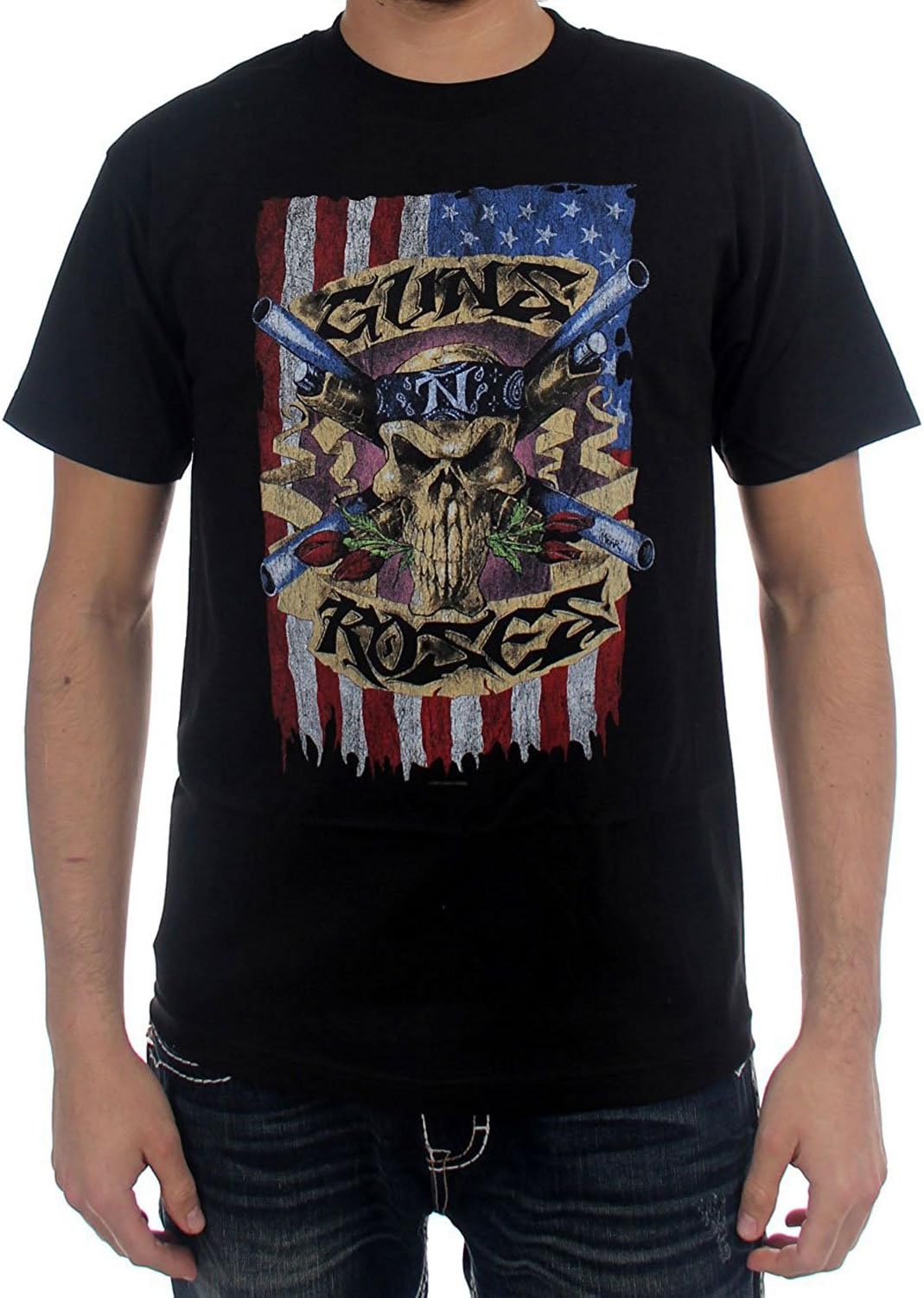 

Guns N Roses Skull Vintage Adult T-Shirt (Small, Black) 5XL різнокольоровий