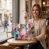 Watercolor Floral Print Ladies Casual Large Capacity Shoulder Tote