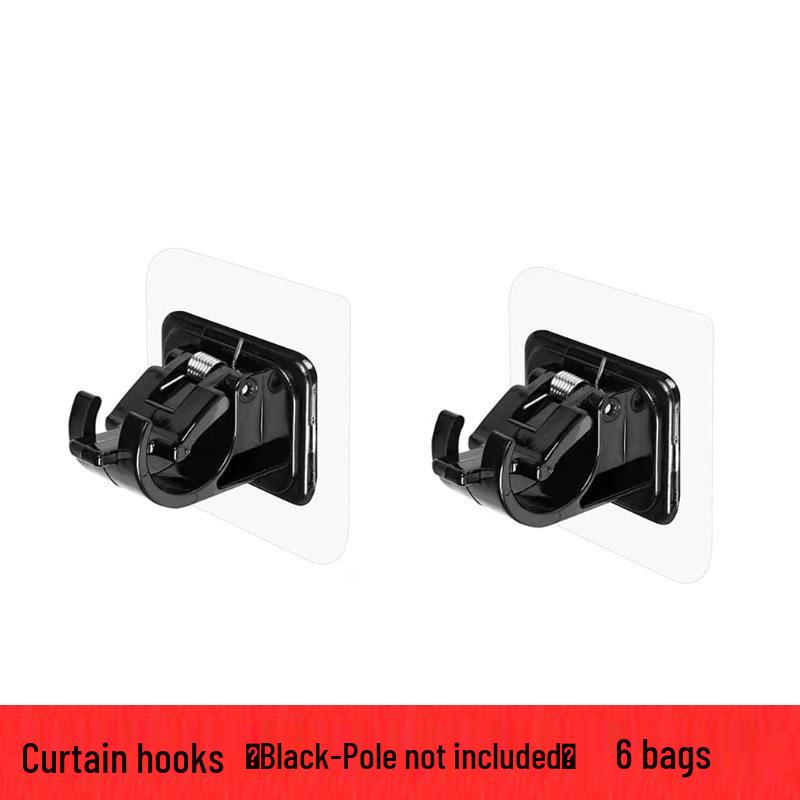 Adhesive Telescopic Rod Fixing Clips: No-Drill Curtain, Shower, Towel, and Door Hanging Hooks