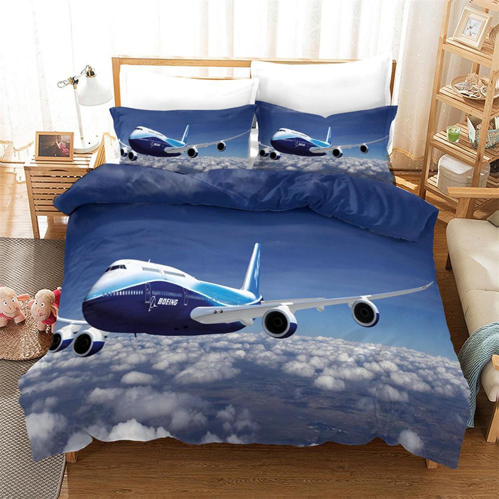 Airplane Duvet Cover Set King Queen Size for Kids Children Teens Aviation Aircraft Sky Bedding Set Polyester Comforter Cover