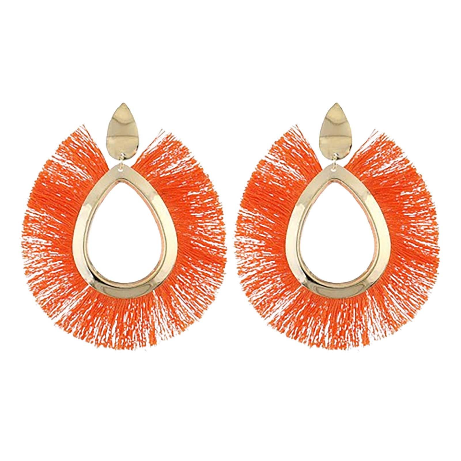 

Серьги в стиле ретро с веерообразными кисточками One Size оранжевый