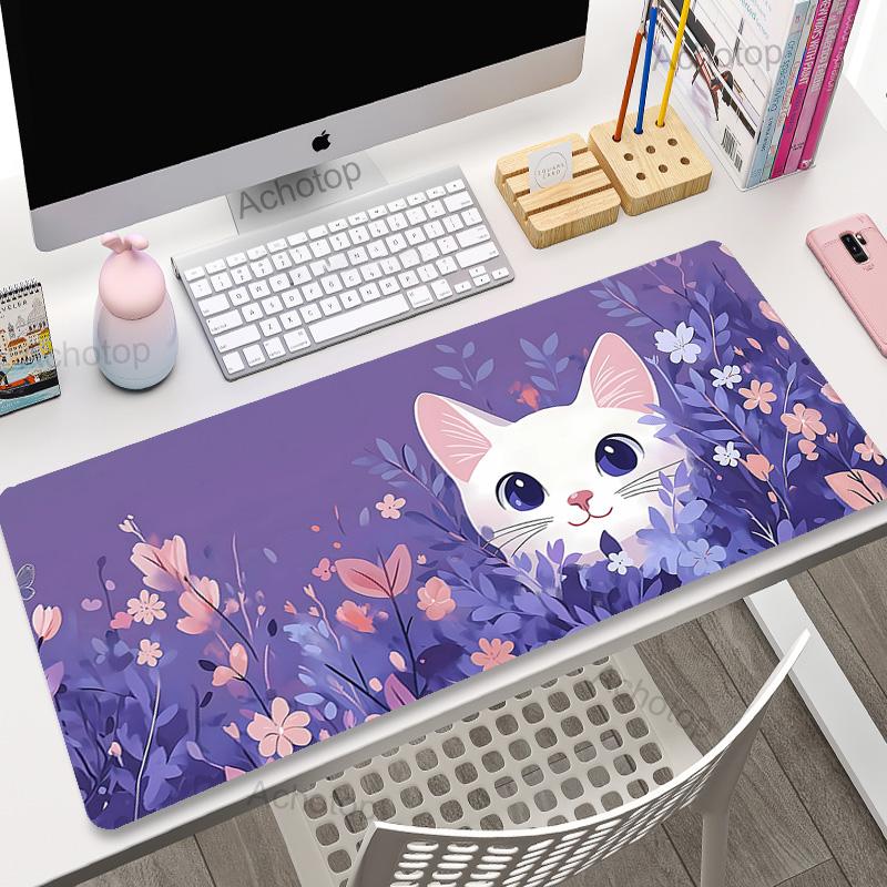 Pink Kawaii Mouse Pad XXL Purple Laptops Gaming Desk Pad Flower Mousepad Anime Office Carpet Gamer Keyboard Computer Desk Mats