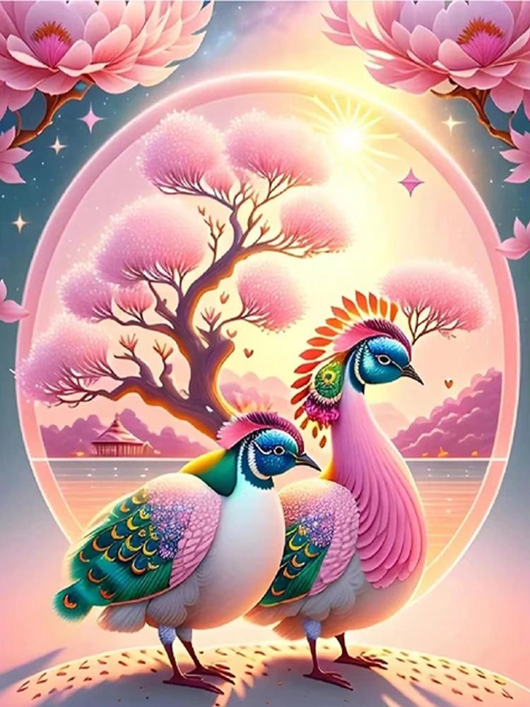 

5d Fantasie Landschap Cartoon Dier Kruissteek Diamant Schilderij Diy Roze Boom Pauw Volledig Vierkant Ronde Mozaïek Decor Foto Full Round 20x30CM