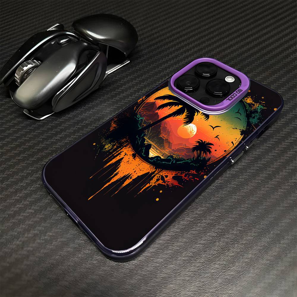 

Summer Sunset Phone Case For iPhone17,16,15,14,13,12,11 Plus,Pro Max Purple Matte Shockproof Cover iPhone14
