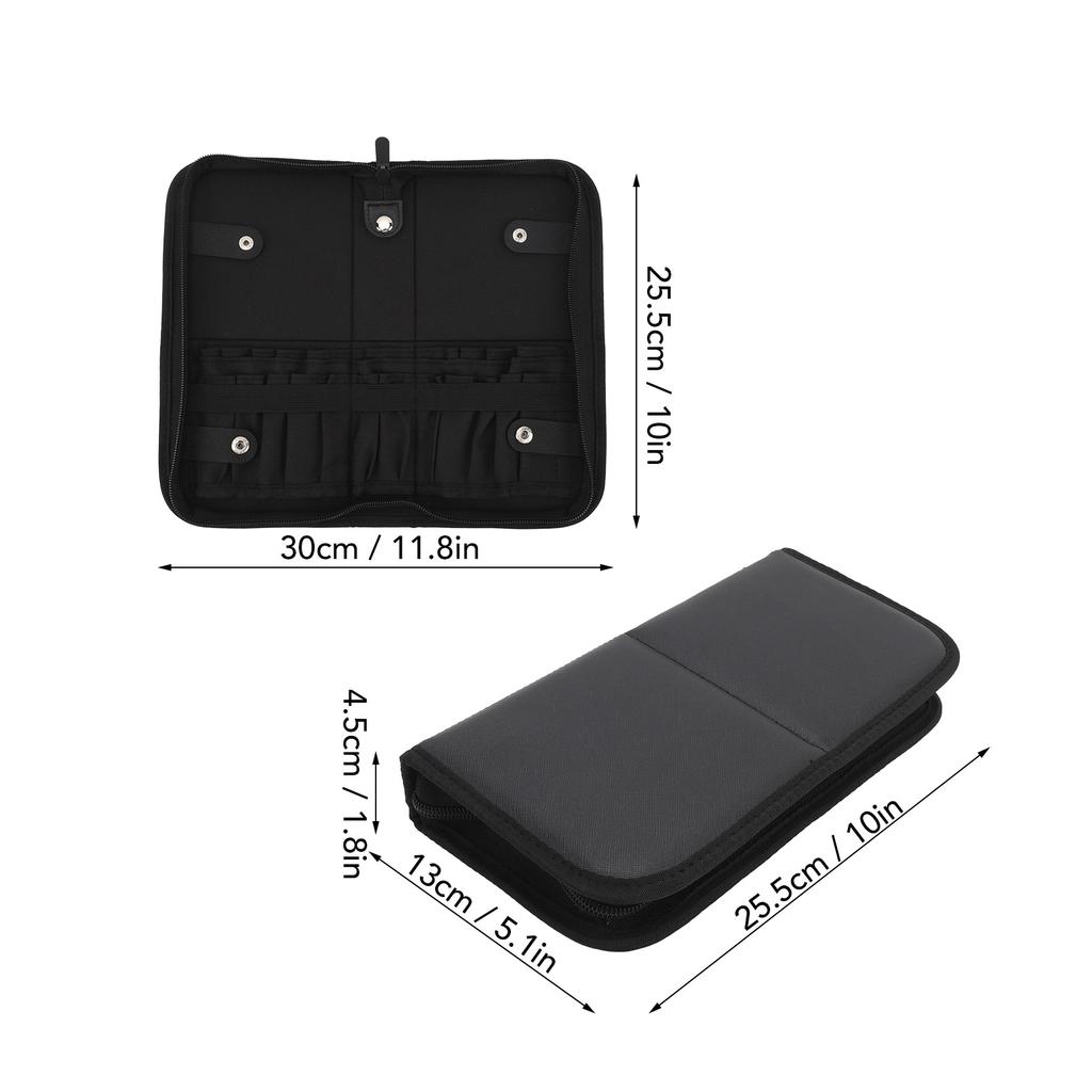 Folding Makeup Brush Bag 23 Holes Large Capacity Waterproof PU Leather Cosmetic Brush Storage Holder