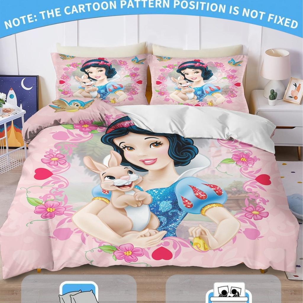 Princess Series 3D Print Children'S Cartoon Bedding Set 2/3-Piece Set,100% Polyester Quilt Cover Set With Pillowcases Home Decor