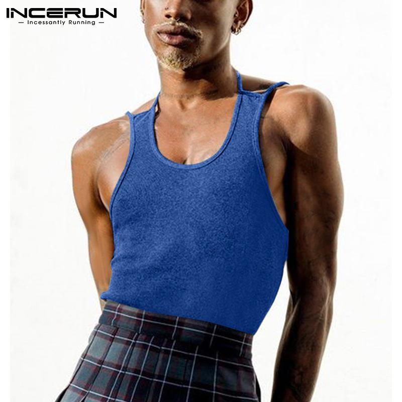 

INCERUN Мужской летний жилет без рукавов однотонная домашняя одежда