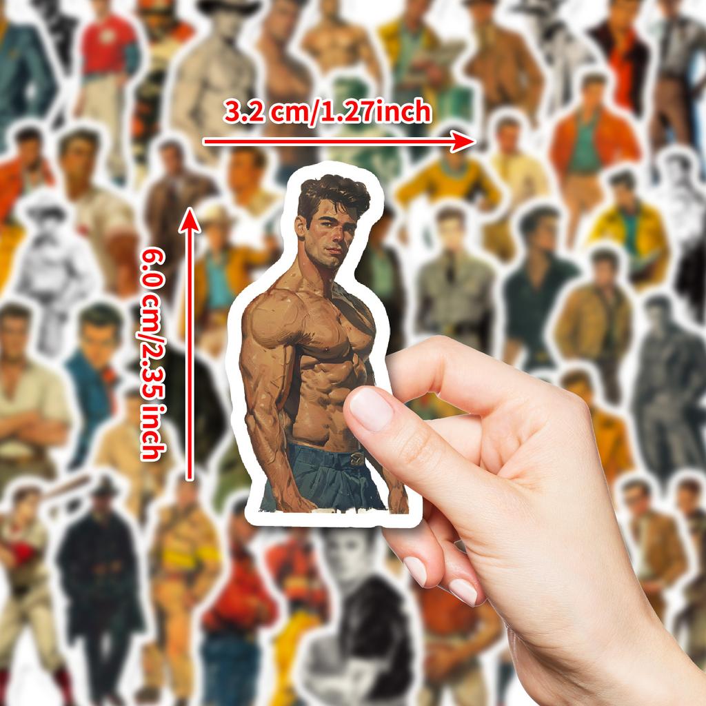 50Pcs Unique Retro Western Male Stickers Set - DIY Decals for Journal & Notebook Graffiti