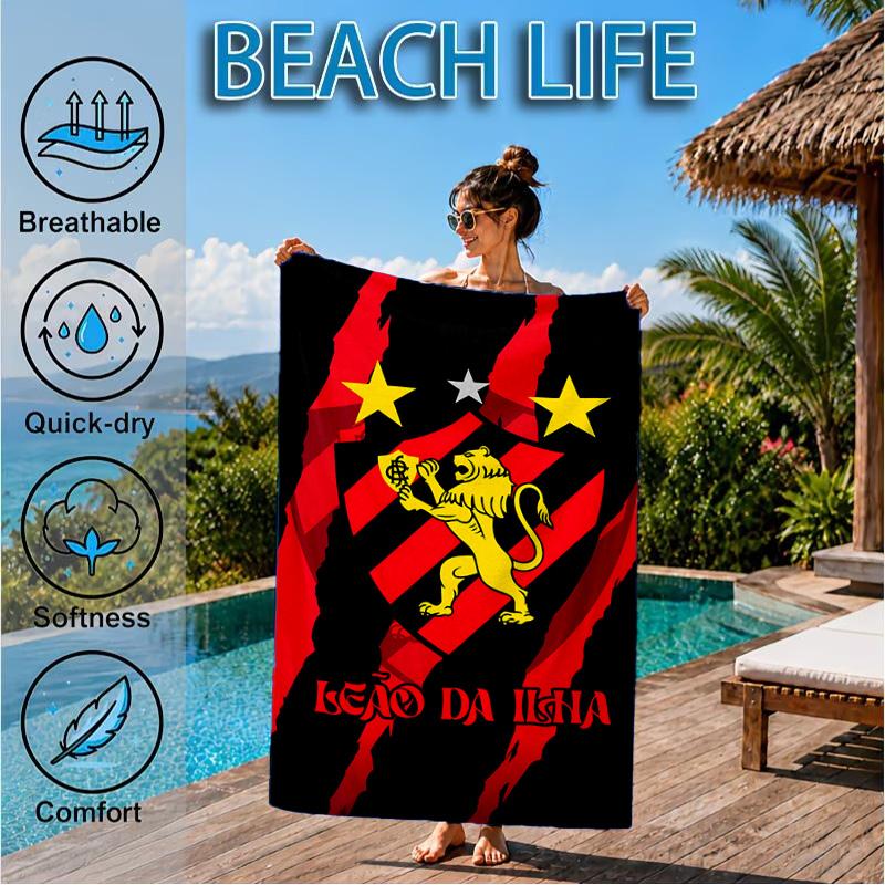 Sport Club Football Crest Printed Microfiber Beach Towel, Soft And Absorbent, Quick-Dry, Ideal for Summer Travel, Beach Essential, Swimming Pool