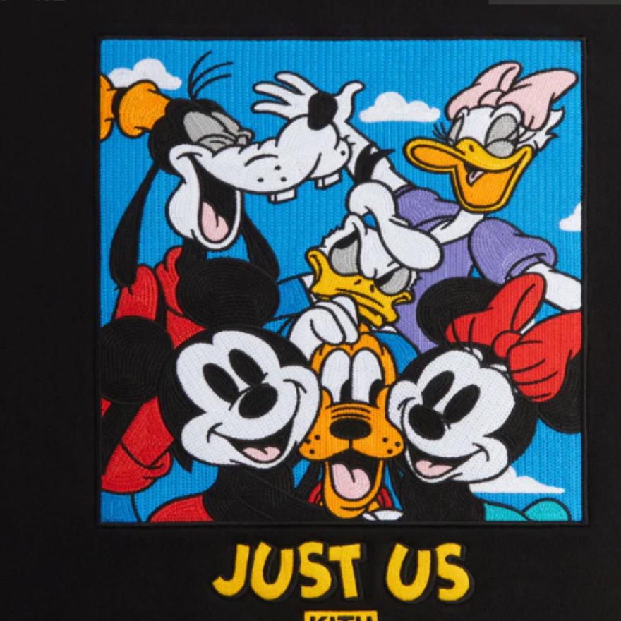 Kith For Mickey & Friends Family Portrait Vintage Hoodie Black Unisex Tops KHM031756-001