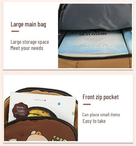 Capybara Kids' Lightweight Large-Capacity Water-Repellent Double Shoulder Backpack