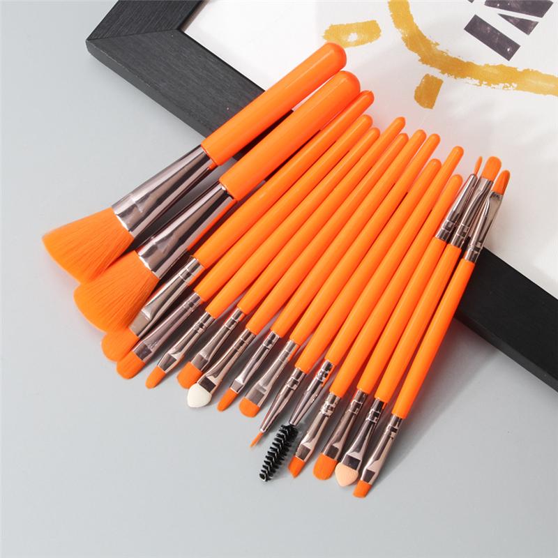 

15 шт./набор кистей для макияжа, тени для век, ресниц, бровей, тональная основа, румяна, растушевка, косметические кисти для макияжа, инструменты оранжевый