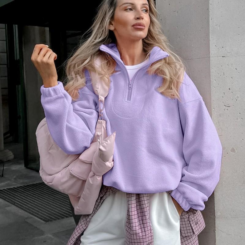 French Minimalist Lazy Fit Womens Sweatshirt 2026 Fall Solid Color Casual Outerwear Top