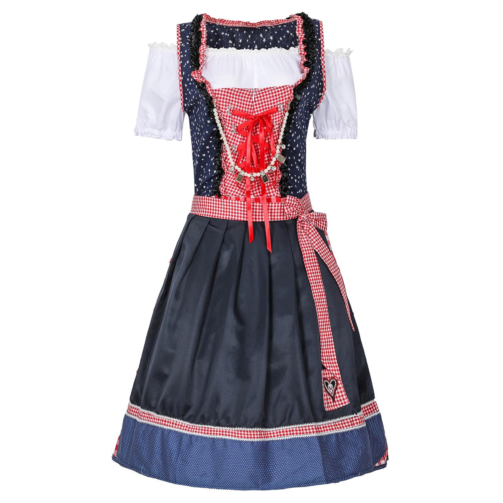 

Beer Festival Costume Bavarian Women s Performance Costume Floral Print Square Neck Dress XL Темно-синій
