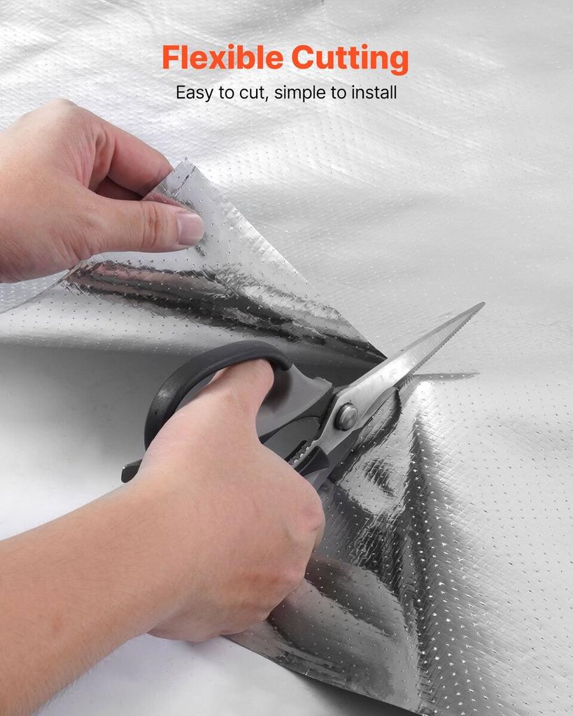 Double Reflective Insulation Roll, Perforated Woven Fabric Radiant Barrier, 0.15mm 38.1 m x 1.22 m, Double-Sided Aluminum Foil Heat Reflective Shield,