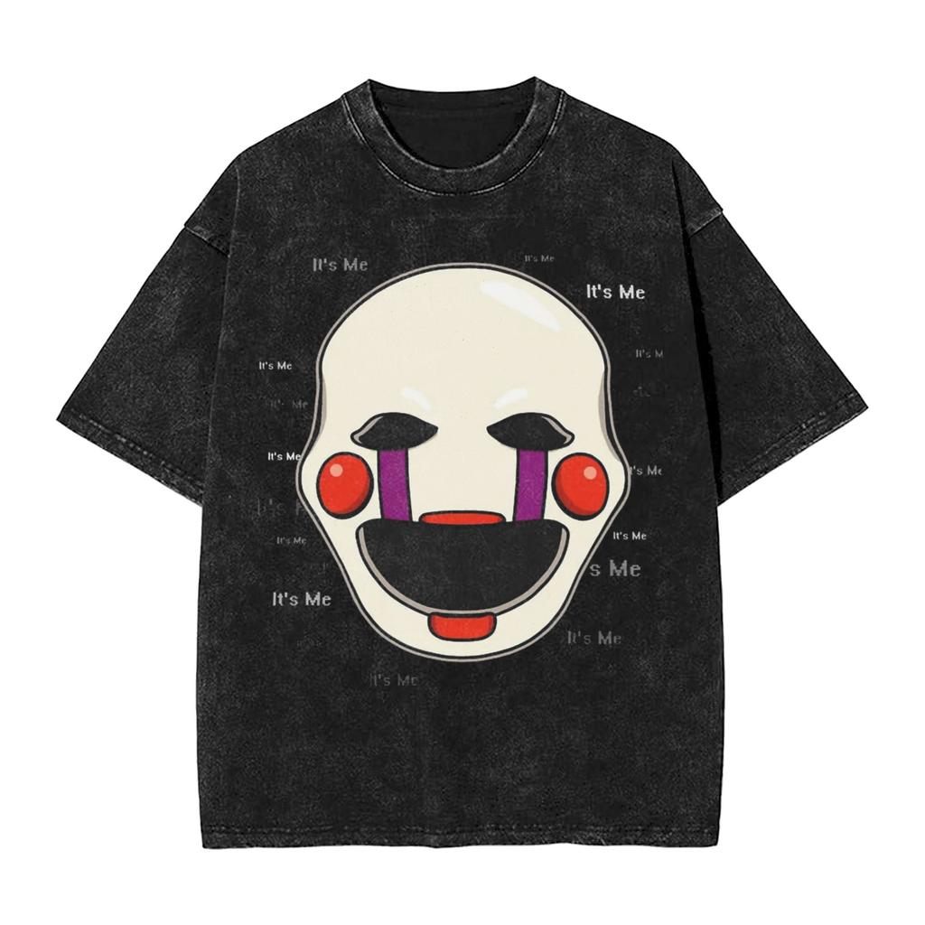 FNAF At Freddys Washed Streetwear Hip Hop Novelty T-Shirts Tees for Men Women Cotton Oversised Soft Comfort Short Sleeve