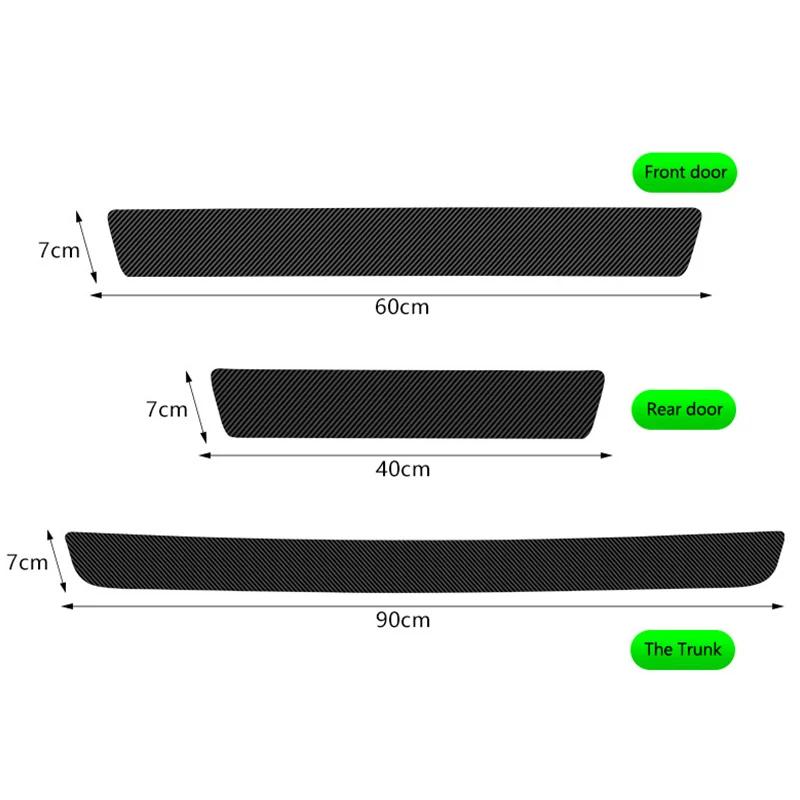 New 2026 Car Sticker 4Pcs Carbon Fiber Door Sticker Protector Car Threshold Strip Sticker for Ford Mustang 2024 2025 Anti-Kick T