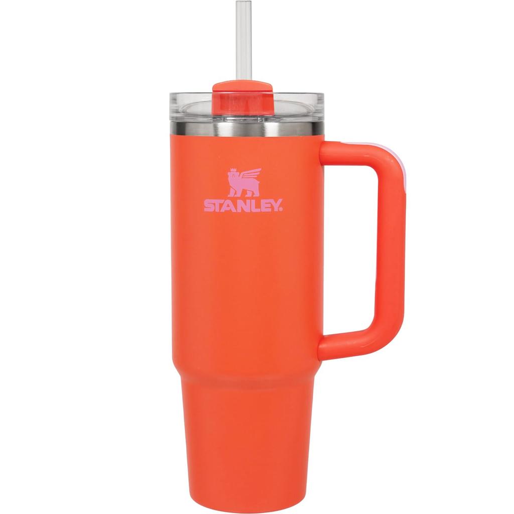 STANLEY Vacuum Quencher Poppy 880ml Water Bottle Straw Cold Insulated Sturdy with Lid Water Bottle Tumbler Mug Outdoor Dishwasher Safe Warranty