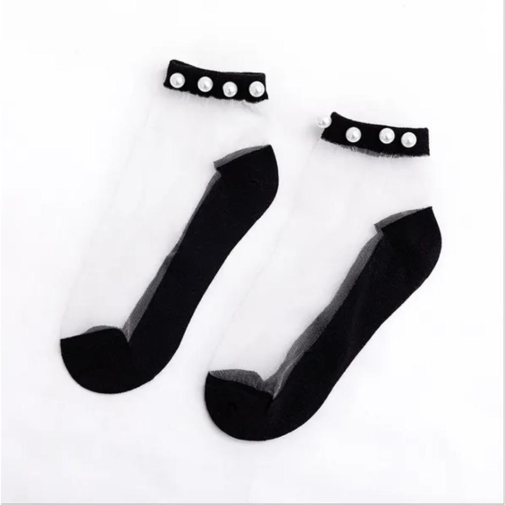 

Новые весенние и летние чулки с перламутровым узором, индивидуально упакованные японские женские носки, нескользящие носки 1 pair чёрный