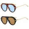 Retro Aviator Round Sunglasses for Women Men Trendy Oversized Vintage Metal Sun Glasses INS Popular Ladies Beach Shades UV400