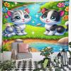 Cute Kittens by Sparkling Stream Pattern Wall Hanging Tapestry Decorative Tapestry Home Decor for Bedroom and Living Room