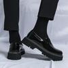 Herren Britischer Stil Formelle Leder Loafer: Schlupfschuhe, Dicke Sohle, Höhensteigernd, Lässige Business-Schuhe