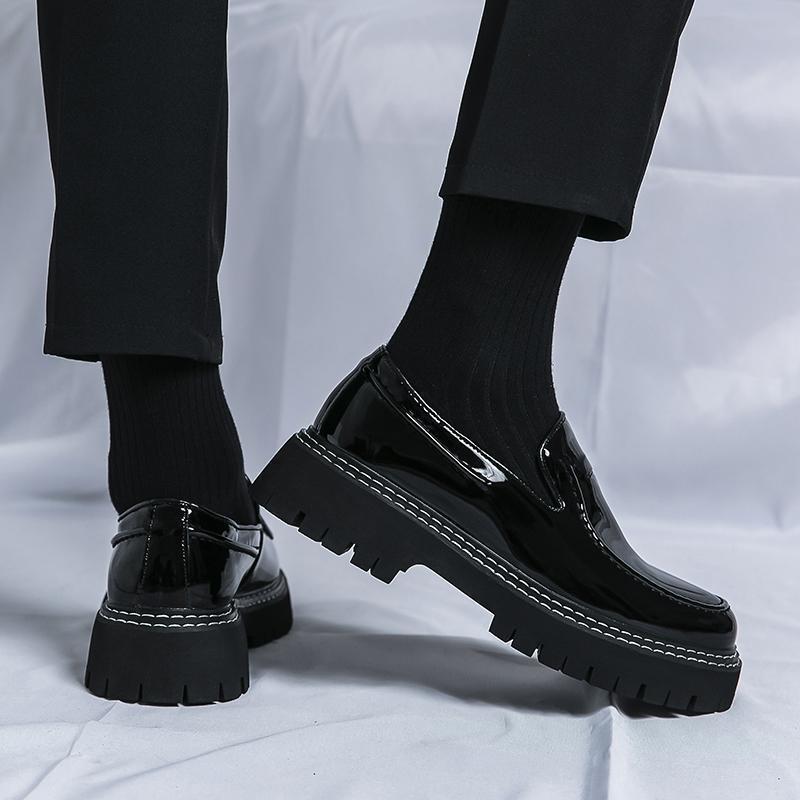 Herren Britischer Stil Formelle Leder Loafer: Schlupfschuhe, Dicke Sohle, Höhensteigernd, Lässige Business-Schuhe