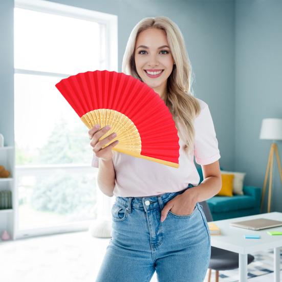 Folding Hand Fans for Women Reusable Paper Fan for Wedding Dancing Party Favors DIY Crafts Lightweight Travel Fan