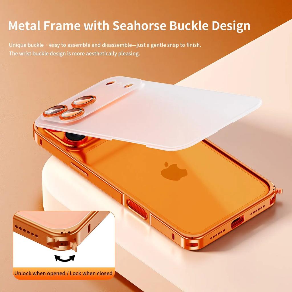 For iPhone 17Pro Max 16 15 Haima Buckle Metal Frame Shell Film Integrated Lens All inclusive Male And Female Protective Cover