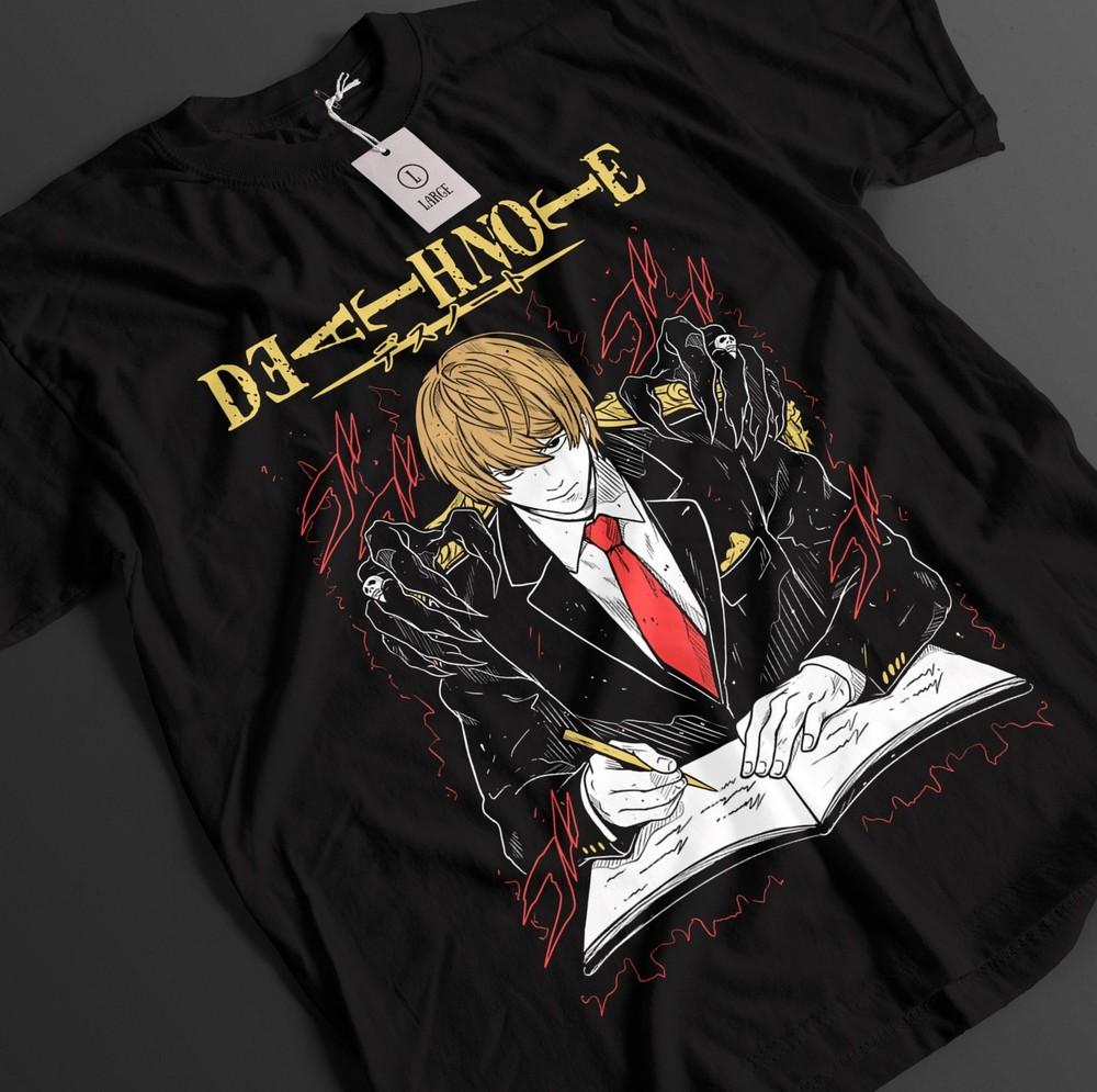 

Футболка Death Note Футболка Кира Рюк Л Топ Миса Футболка Рем Манга Ужасы Аниме Футболка 2XL