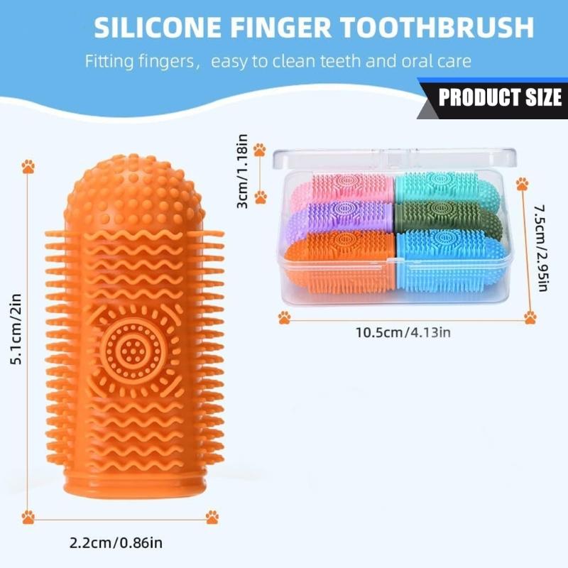 6Pieces Pet Finger Toothbrush for Training Teething Cleaning Dog Toothbrushes Cleaning Massager Dental Care