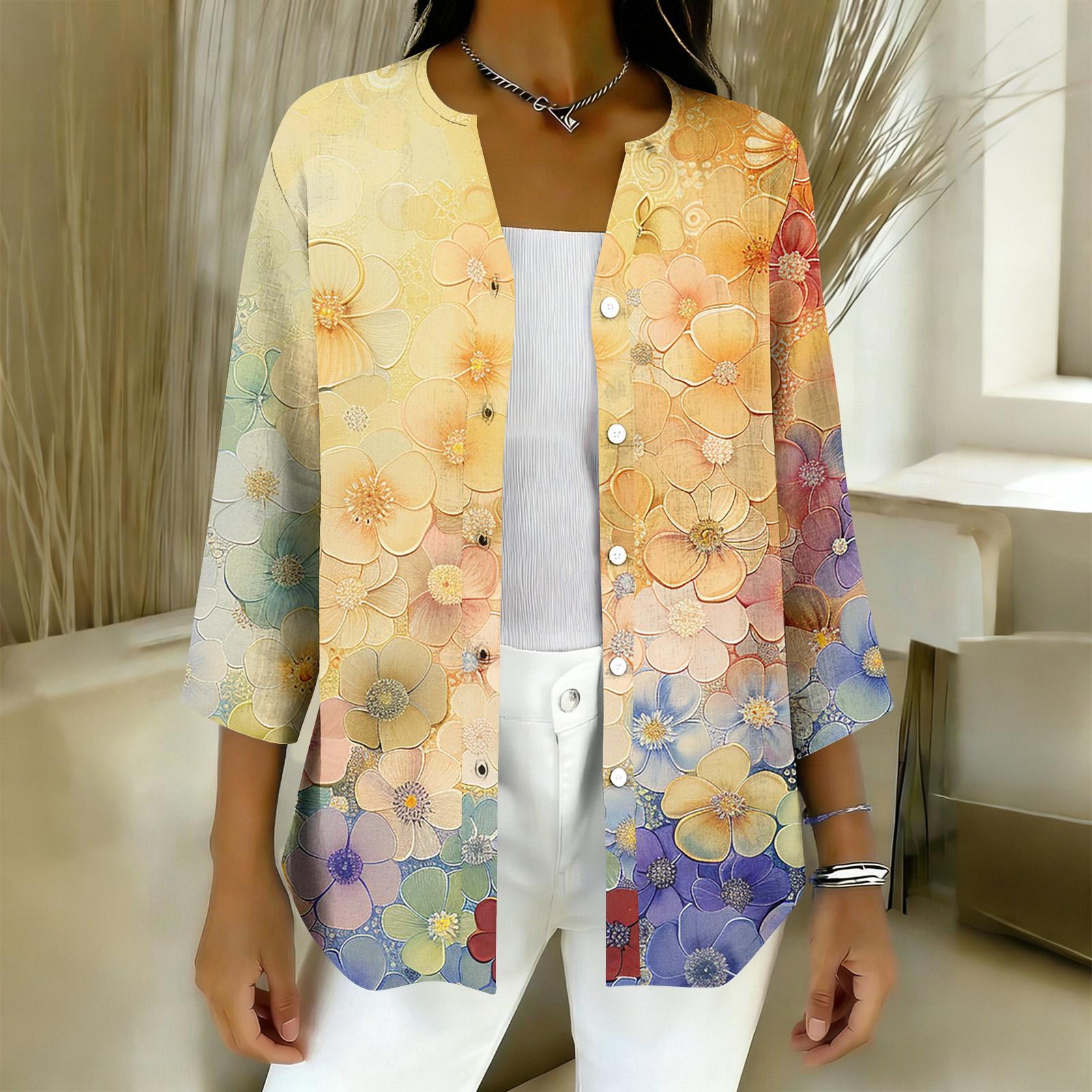 

Women s 3/4 Sleeve Shirts Graphic Tees Shirts Casual Basic Tops Pullovers XL жовтий