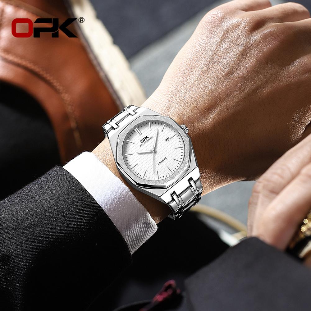 OPK 8139 Luxury Man Watch Luminous Waterproof Stainless Steel Auto Date Business Classic Quartz Men's Wristwatch
