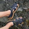 Men's Outdoor Top Layer Leather Large Size Toe Sandals Summer Casual Men's Fashion Outdoor Non-Slip Beach Sandals