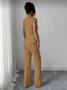 2026 New Style Women's Solid Color Short Sleeve Top & Ribbed Casual Pants Set