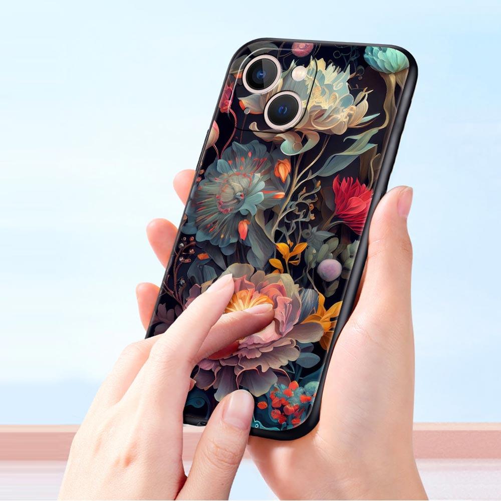 Abstract Plants Flower Phone Case Cover for iPhone 17 16 15 14 13 12 Pro Max 11 Pro Max 17 AIR Plus Shockproof Soft TPU Shell