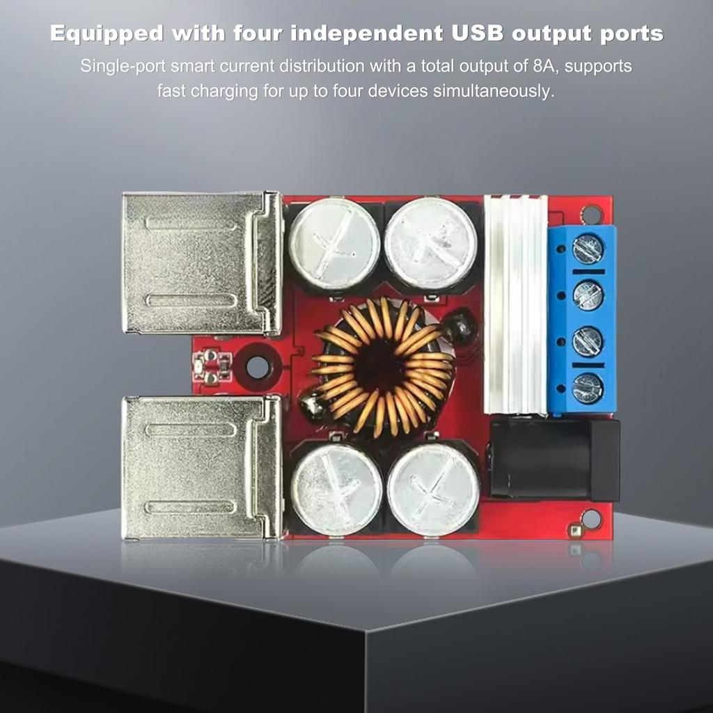 DC-DC Step Down Power Supply Converter Board Module 8V-35V To 5V 8A 4-Port USB Buck Converter Module for Mobile Phone Car