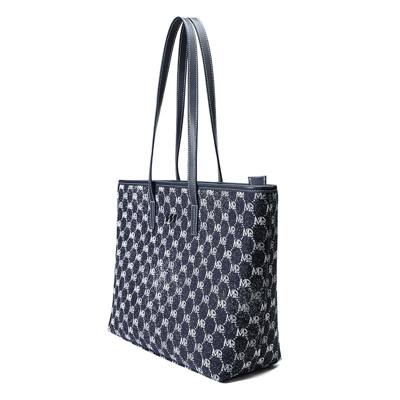 New MQ Polyester Tote Bag Shopping Bag Underarm Shoulder Bag Women's Dark Blue MQ221086