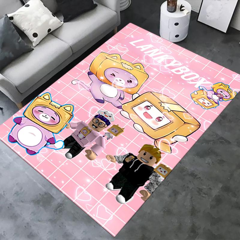 1pc LankyBox, Cute, Characters Office Carpet Soft Polyester Entrance Carpet Washable Non Slip Machin