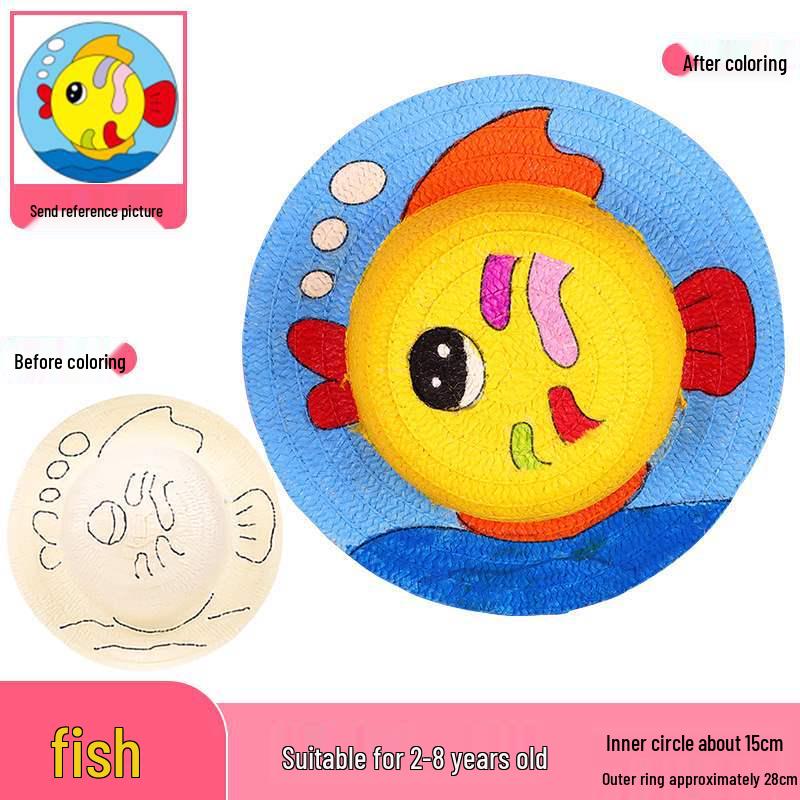 Child's DIY Painted Straw Hat Kit - Creative Art & Coloring for Kindergarten