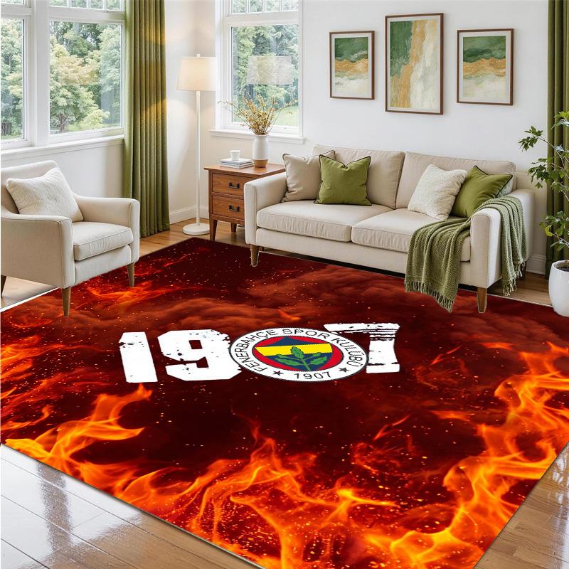 Fenerbahçe FC Design Crystal Velvet Rug Soft Decorative Mat for Bedroom Entrance
