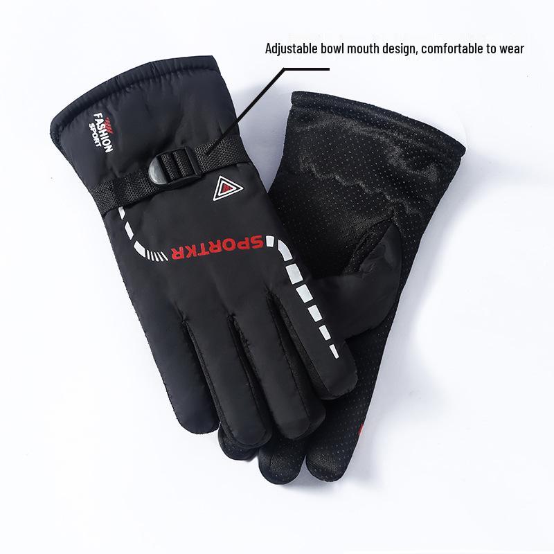 Men's Windproof Winter Ski Gloves - Thick, Non-Slip, Velvet-Lined for Warmth and Cold Protection, Ideal for Cycling and Riding