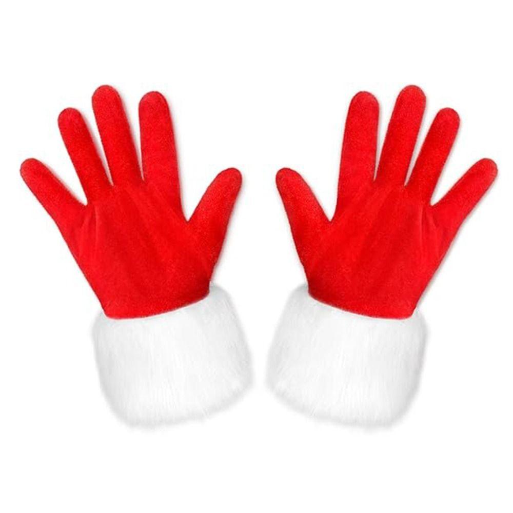 Short Santa Claus Gloves Warm Pleuche Christmas Gloves Festival Dress Party