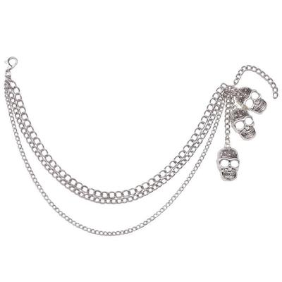 Stilvoller Totenkopf-Anhänger Schuhkette Metallisch Mehrlagige Schuhkette für Stiefel Freizeitschuhe Erwachsener Unisex Punk Schuhschmuck